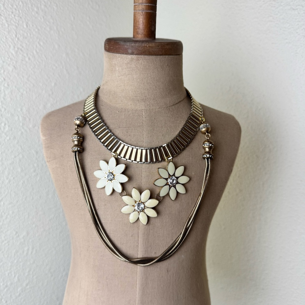 Upcycled Gold Tone Enamel Necklace OOAK